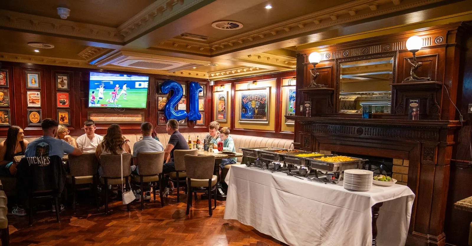 A buffet set out in the dining room